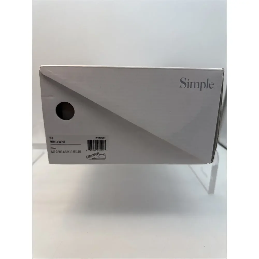 Simple Shoes S1 Organic Cotton Canvas Trainers White/White M12/W14